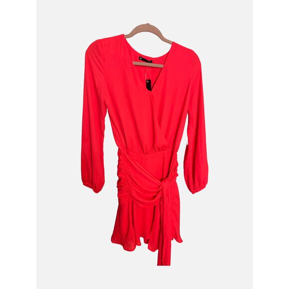 krisa Tie Waist Surplice Mini Dress Desire XS - Picture 4 of 10